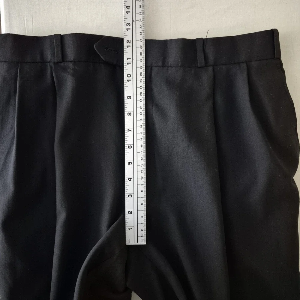 Joseph & Feiss Mens Black 100% Worsted Wool Pleated Cuffed Dress Pants‎ 36x30